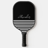 Anpassen des eleganten Schwarz-Weiß-Streifenmuster Pickleball Schläger (Vorderseite)