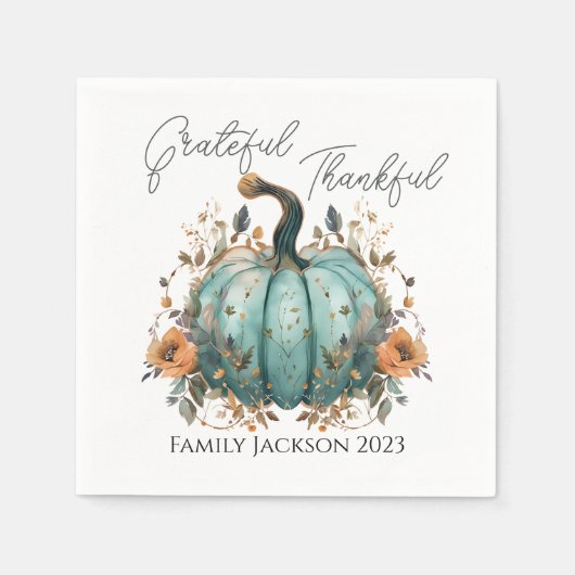 Anpassen des Erntedanks Rustic Blue Pumpkin Serviette (Vorderseite)