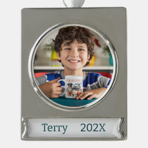 Anpassen des Fotos Banner-Ornament Silber