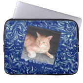 Anpassen des Frame Foto Katze auf dunkelblauer Tex Laptopschutzhülle (Vorderseite)