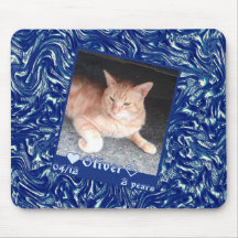 Anpassen des Frame Foto Katze auf dunkelblauer Tex