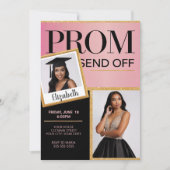 Anpassen des funkelnden rosa schwarzen Prom Absend Einladung (Vorderseite)