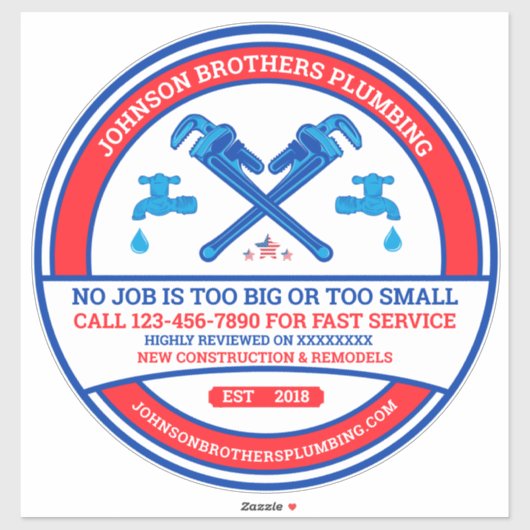 Anpassen des Geschäftsfensters des Klempnergeschäf Aufkleber (Blatt)