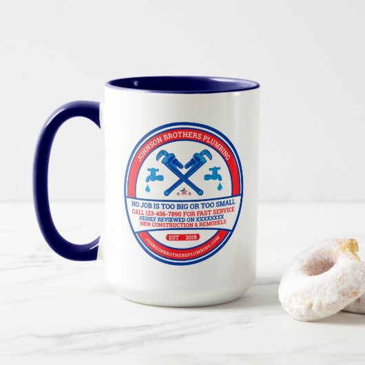 Anpassen des Geschäftsfensters des Klempnergeschäf Tasse (Mit Donut)