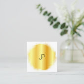 Anpassen des Gold Look Elegante Monogram Templates Quadratische Visitenkarte (Stehend Vorderseite)