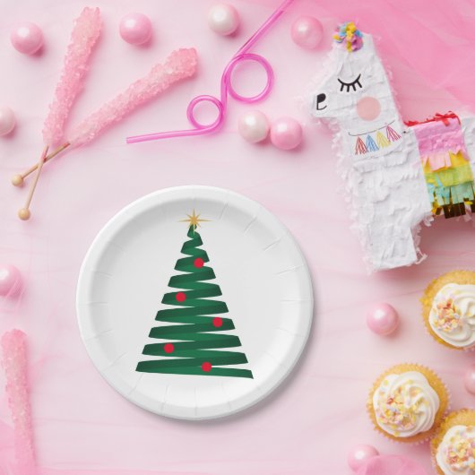 Anpassen des grünen "Mod"-grafischen Weihnachtsbau Pappteller (Party)