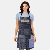 Anpassen des japanischen Sashiko-Musters Schürze (Getragen)