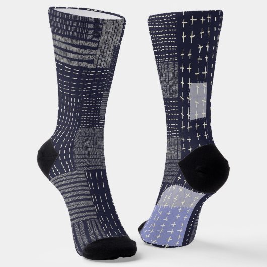 Anpassen des japanischen Sashiko-Musters Socken (Gewinkelt)