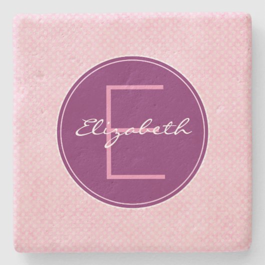 Anpassen des Lila Monogrammkreises an den rosa Pol Steinuntersetzer (Vorderseite)