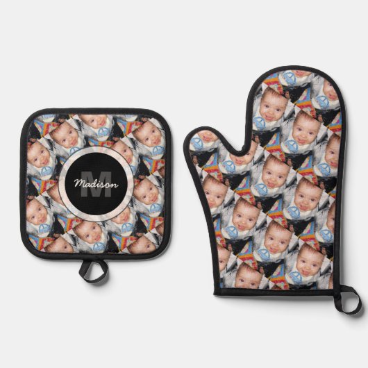 Anpassen des Monogrammmusters Ihres benutzerdefini Ofenhandschuh & Topflappen-Set (Vorderseite)