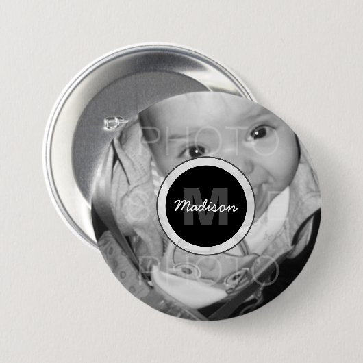 Anpassen des Monogramms für das Schwarz-weiße Foto Button (Vorne & Hinten)