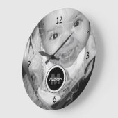 Anpassen des Monogramms für das Schwarz-weiße Foto Große Wanduhr (Winkel)