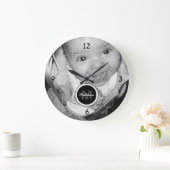 Anpassen des Monogramms für das Schwarz-weiße Foto Große Wanduhr (Zuhause)