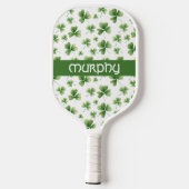 Anpassen des Musters für grüne Kleeblätter Pickleball Schläger (Rückseite)