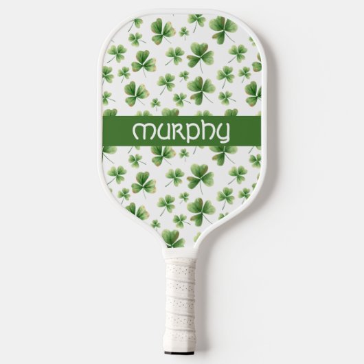 Anpassen des Musters für grüne Kleeblätter Pickleball Schläger (Rückseite)