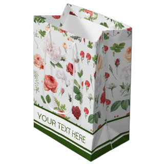 Anpassen des Namens-Blume-Musters, der Rose Mittlere Geschenktüte