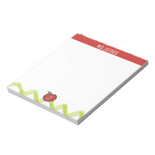 Anpassen des Namens Monogram Apple Teacher Notepad Notizblock
