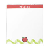 Anpassen des Namens Monogram Apple Teacher Notepad Notizblock (Vorderseite)
