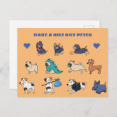Anpassen des Niedlichen Doggy-Designs mit Namen Postkarte (Vorne/Hinten)