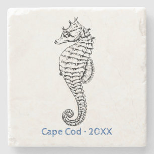 Anpassen des Ocean Seepferd Line Art Stone Unterse Steinuntersetzer