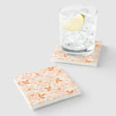 Anpassen des orangen Blumenmusters Steinuntersetzer (Seitenansicht)