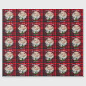 Anpassen des Red Christmas tartan Holly twg Foto Geschenkpapier (Flach)