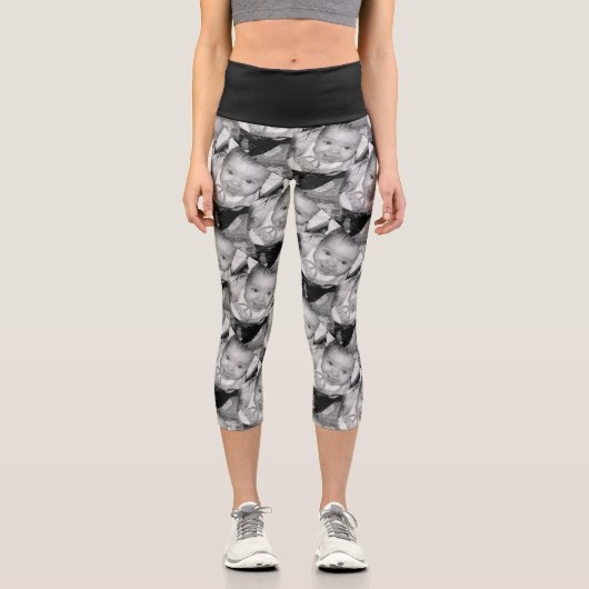 Anpassen des Schwarz-weißen Fotos Capri Leggings (Vorderseite)