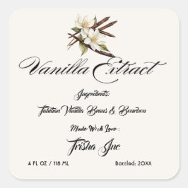 Anpassen des Vanilla Extract-Produkts für kleine U Quadratischer Aufkleber