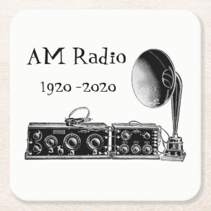 Anpassen des Vintagen AM Radio Receivers Rechteckiger Pappuntersetzer