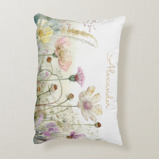 Anpassen des Wasserfarbfeldes wild lebender Blume Dekokissen (Rückseite(Vertikal))