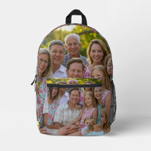 Anpassen des Wiedersehen-Fotos der Familie hinzufü Bedruckter Rucksack