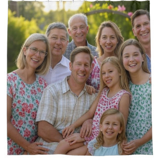 Anpassen des Wiedersehen-Fotos der Familie hinzufü Duschvorhang