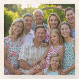 Anpassen des Wiedersehen-Fotos der Familie hinzufü Glasuntersetzer