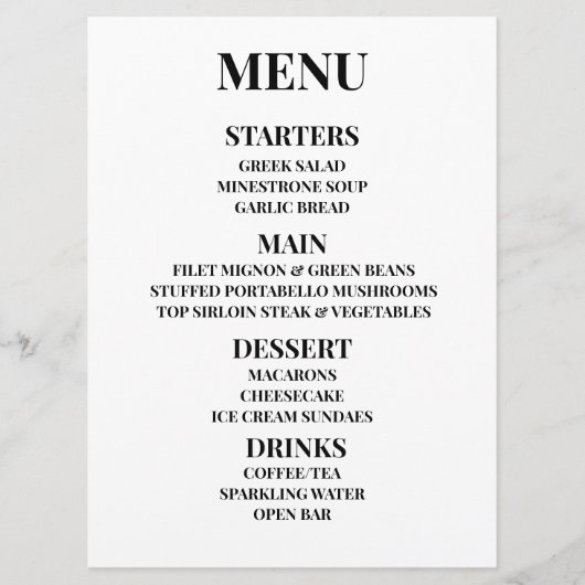 Anpassen - Eigenes Menü erstellen Menükarte (Vorderseite)