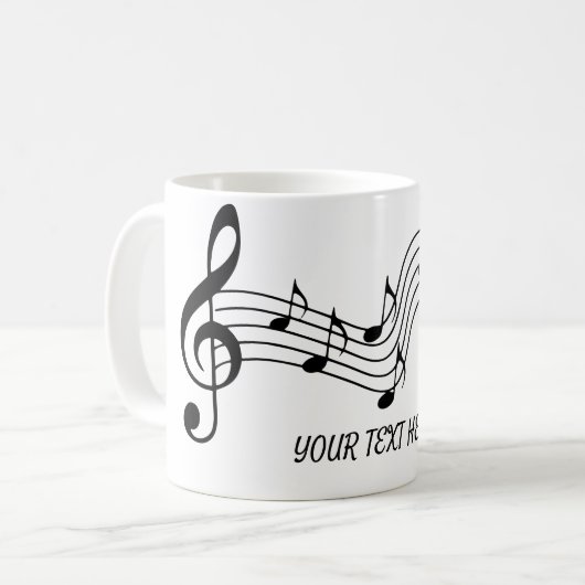 Anpassen einfacher Schwarz-weißer Musiknote Kaffeetasse (Vorderseite Links)