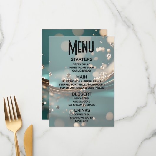 Anpassen - Erstellen Sie Ihr eigenes Green & Gold  Menükarte (Vorderseite/Rückseite Beispiel)