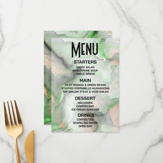 Anpassen - Erstellen Sie Ihren eigenen hellgrünen  Menükarte (Vorderseite/Rückseite Beispiel)