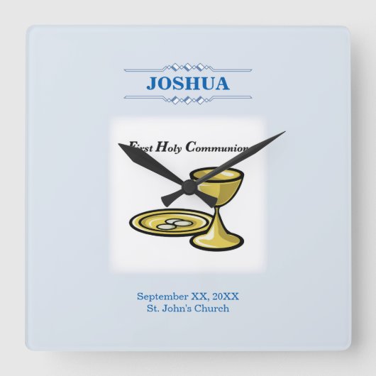 Anpassen, Erster Kommunion Körper und Blut Quadratische Wanduhr (Vorderseite)