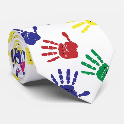 Anpassen farbiger Handprints Krawatte (Gerollt)