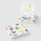 Anpassen farbiger Handprints Steinuntersetzer (Seitenansicht)