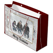 Anpassen Foto Frohe Weihnachtsfeier Große Geschenktüte (Vorderseite Schrägansicht)