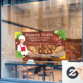 Anpassen Frau Koch Pizza Restaurant Werbeartikel Fensteraufkleber