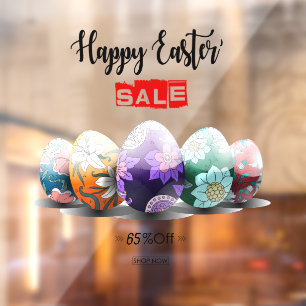Anpassen Frohe Ostern Sale Verzierte Ostereier  Fensteraufkleber