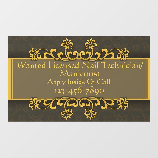 Anpassen Gewollt zugelassener Nageltechniker/Manic Fensteraufkleber (Blatt)