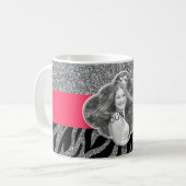 Anpassen Ihres Image Silver Glitzer Girly Pink Zeb Kaffeetasse (Vorderseite Links)