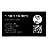 Anpassen Ihres Schwarz-weißen Firmenlogos QR-Code Magnetische Visitenkarte (Vorderseite)