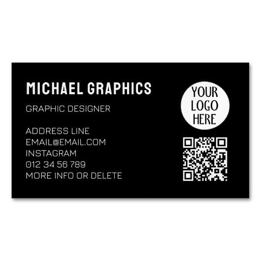 Anpassen Ihres Schwarz-weißen Firmenlogos QR-Code Magnetische Visitenkarte (Vorderseite)