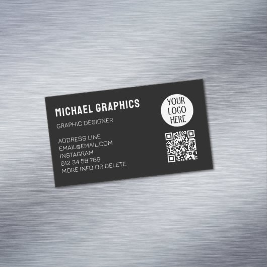 Anpassen Ihres Schwarz-weißen Firmenlogos QR-Code Magnetische Visitenkarte (Beispiel)