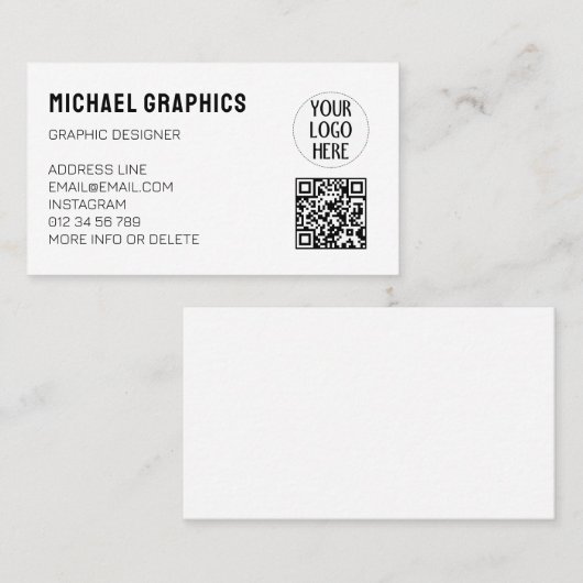 Anpassen Ihres Schwarz-weißen Firmenlogos QR-Code Visitenkarte (Vorne/Hinten)