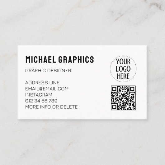 Anpassen Ihres Schwarz-weißen Firmenlogos QR-Code Visitenkarte (Vorderseite)